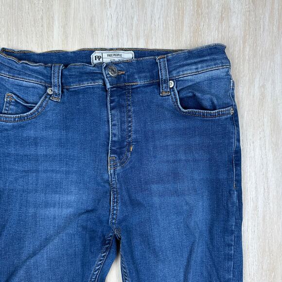 Free People Blue Distressed High Rise Fray Ankle Casual Skinny Denim Jeans 26 - Picture 6 of 15